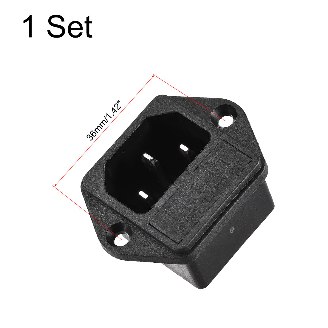 uxcell Uxcell AC 250V 10A IEC320 C14 Male Power Cord Inlet Socket 4Pin Inlet Module Power Connector Socket w Wires 1Set