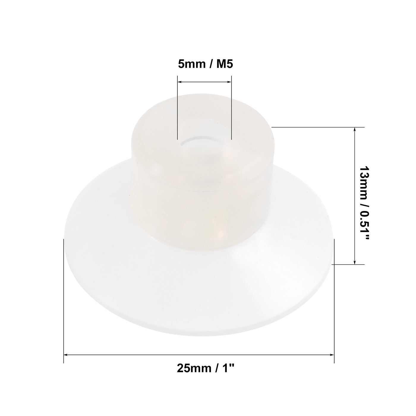 uxcell Uxcell Suction Cups, 25mm Diameter x M5 Joint Silicone Vacuum Pneumatic Suction Cup,4pcs