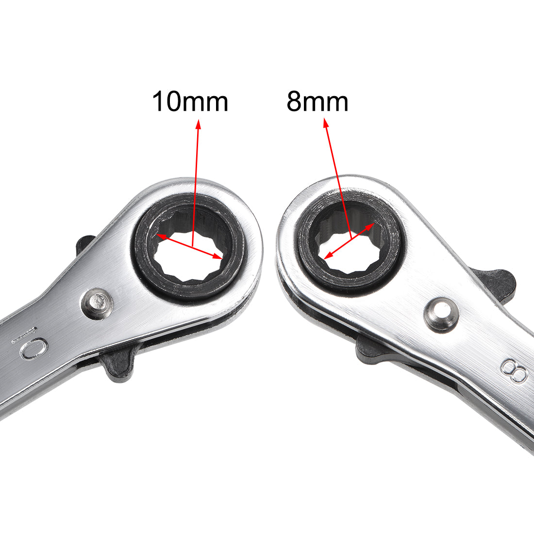 uxcell Uxcell Reversible Ratcheting Wrench,  Metric Double Box End, Cr-V