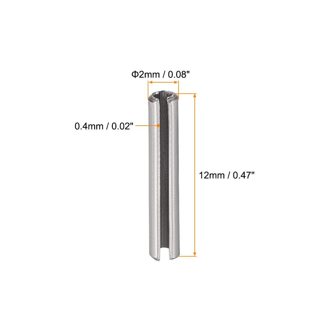 uxcell Uxcell M2 x 12mm 304 Stainless Steel Split Spring Roll Dowel Pins Plain Finish 20Pcs