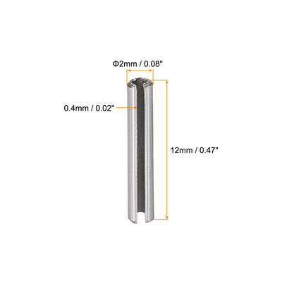 Harfington Uxcell M2 x 12mm 304 Stainless Steel Split Spring Roll Dowel Pins Plain Finish 20Pcs