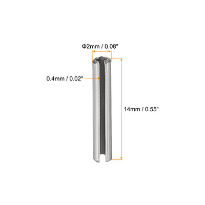 Harfington Uxcell M2 x 14mm 304 Stainless Steel Split Spring Roll Dowel Pins Plain Finish 50Pcs