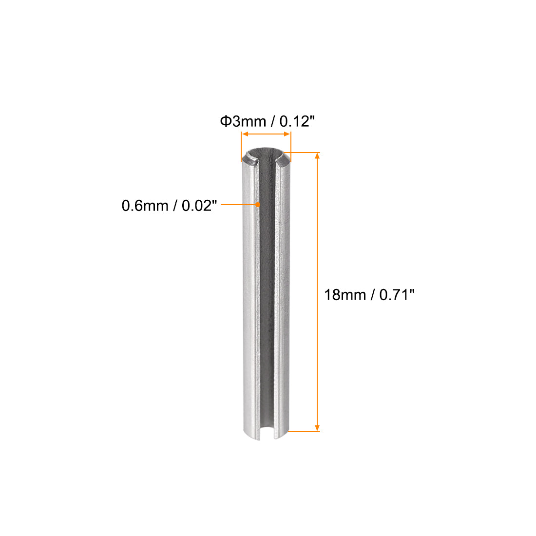 uxcell Uxcell M3 x 18mm 304 Stainless Steel Split Spring Roll Dowel Pins Plain Finish 50Pcs