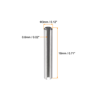 Harfington Uxcell M3 x 18mm 304 Stainless Steel Split Spring Roll Dowel Pins Plain Finish 50Pcs