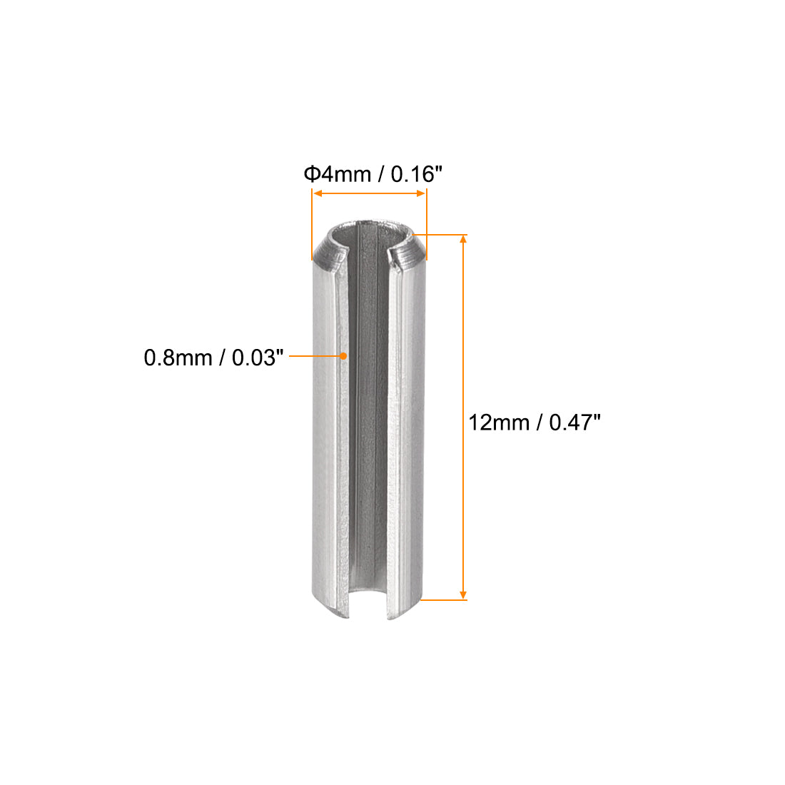 uxcell Uxcell M4  x 12mm 304 Stainless Steel Split Spring Roll Dowel Pins Plain Finish 20Pcs