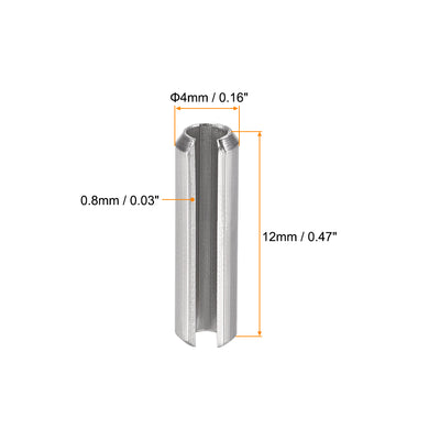 Harfington Uxcell M4  x 12mm 304 Stainless Steel Split Spring Roll Dowel Pins Plain Finish 20Pcs