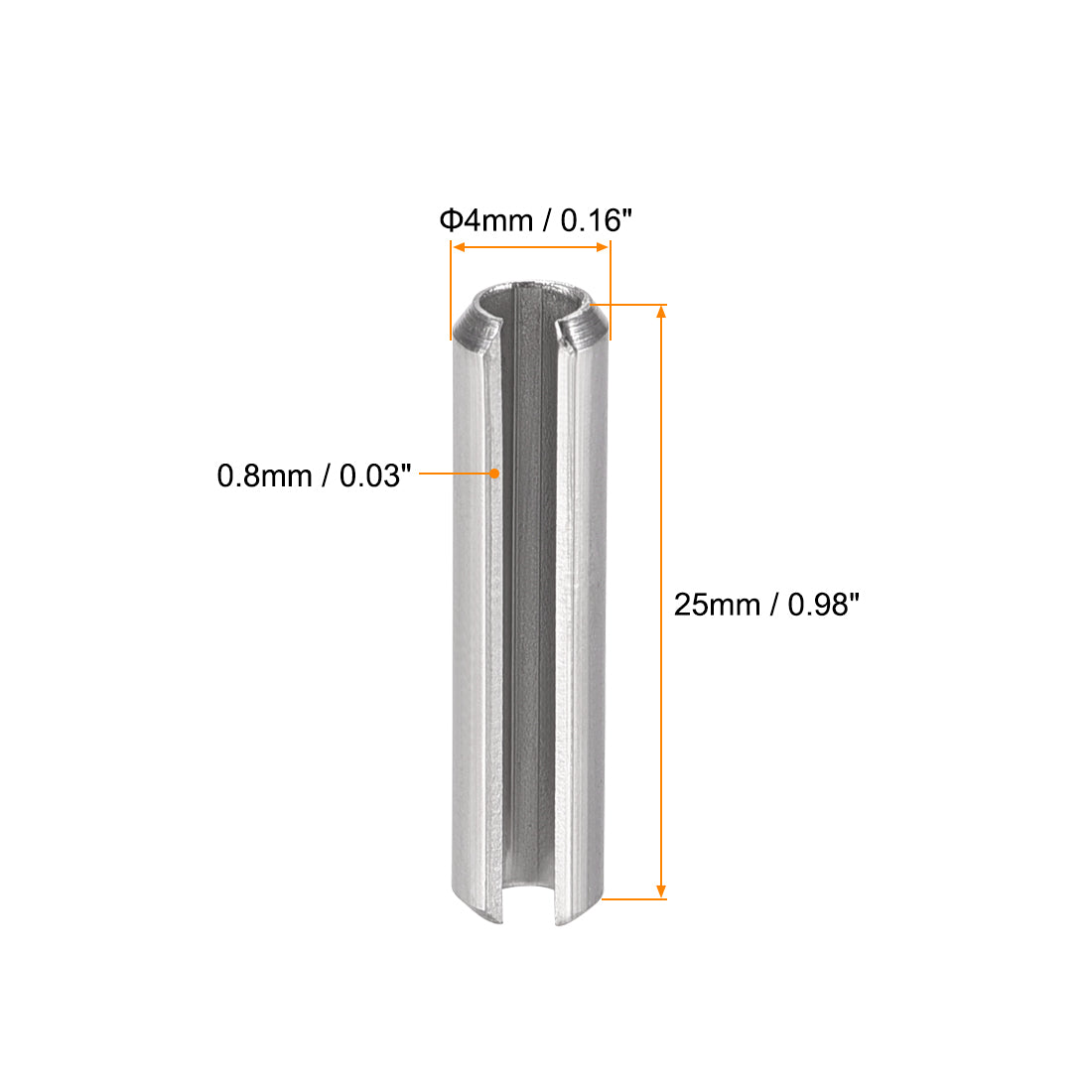 uxcell Uxcell M4  x 25mm 304 Stainless Steel Split Spring Roll Dowel Pins Plain Finish 20Pcs