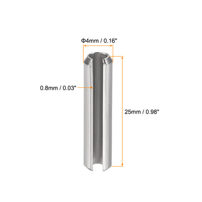 Harfington Uxcell M4  x 25mm 304 Stainless Steel Split Spring Roll Dowel Pins Plain Finish 20Pcs