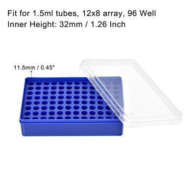 Harfington Uxcell Centrifuge Tube Rack 96-Well Polypropylene Holder for 1.5ml Microcentrifuge Tubes 11.5mm Hole Dia