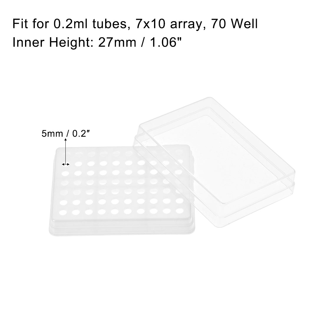 uxcell Uxcell Centrifuge Tube Rack 70-Well Polypropylene Holder for 0.2ml Micro Centrifuge Tubes 5mm Hole Dia 2Pcs