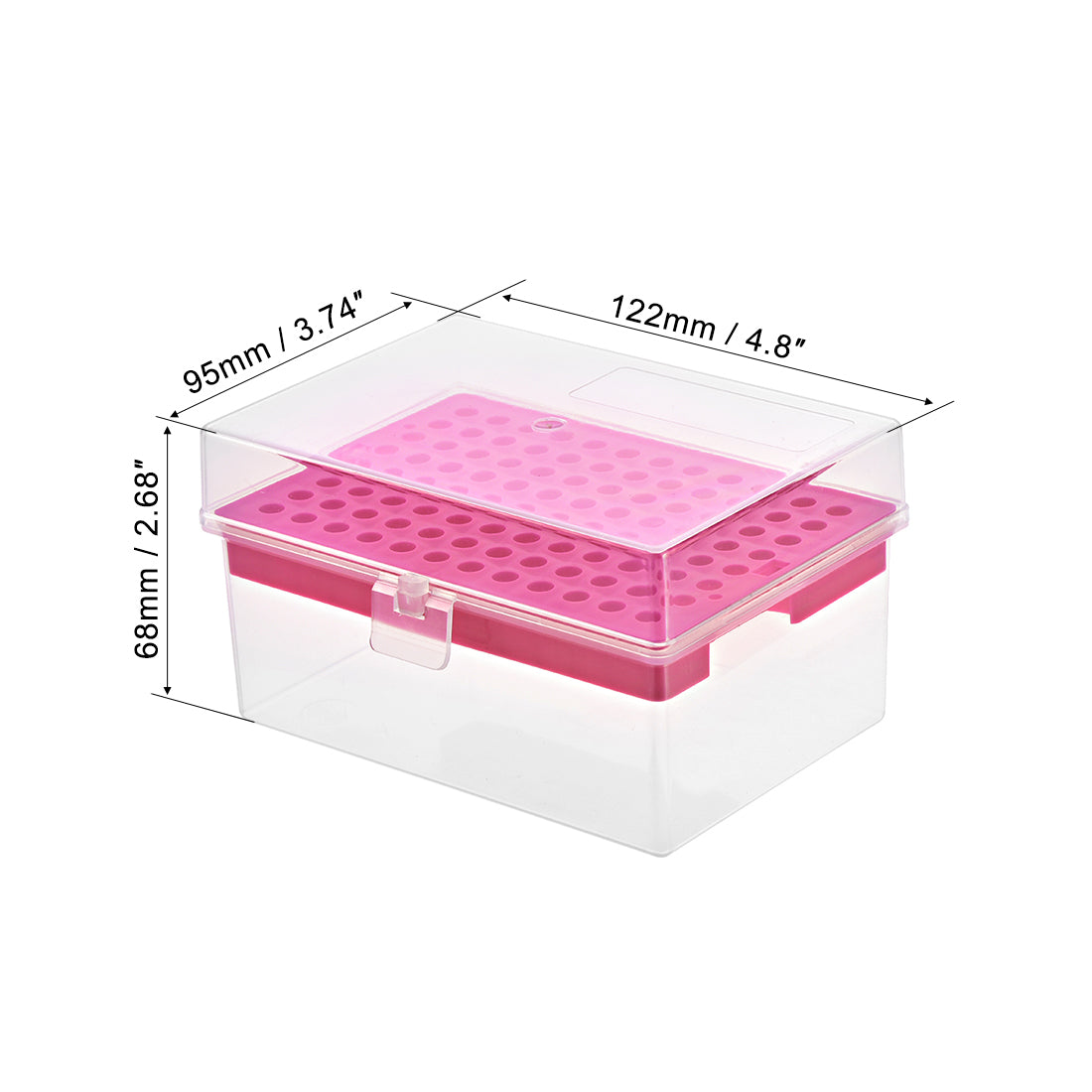 uxcell Uxcell Pipette Tips Box 96-Well Polypropylene Tip Holder Container for 200ul Pipettor 5mm Hole Diameter Red