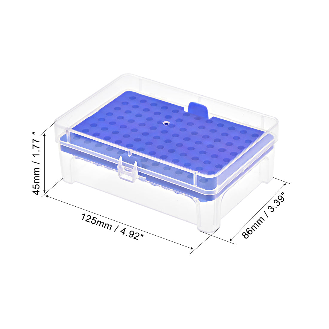 uxcell Uxcell Pipette Tips Box 96-Well Polypropylene Tip Holder Container for 10ul Pipettor 4.5mm Hole Diameter Blue 2Pcs