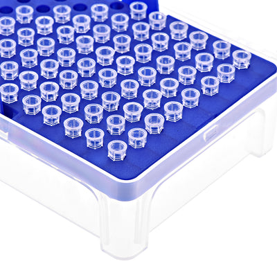 Harfington Uxcell Pipette Tips Box 96-Well Polypropylene Tip Holder Container for 10ul Pipettor 4.5mm Hole Diameter Blue 2Pcs