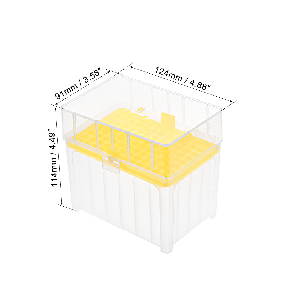 uxcell Uxcell Pipette Tips Box 96-Well Polypropylene Tip Holder Container for 1ml/1000ul Pipettor 7.5mm Hole Diameter Yellow