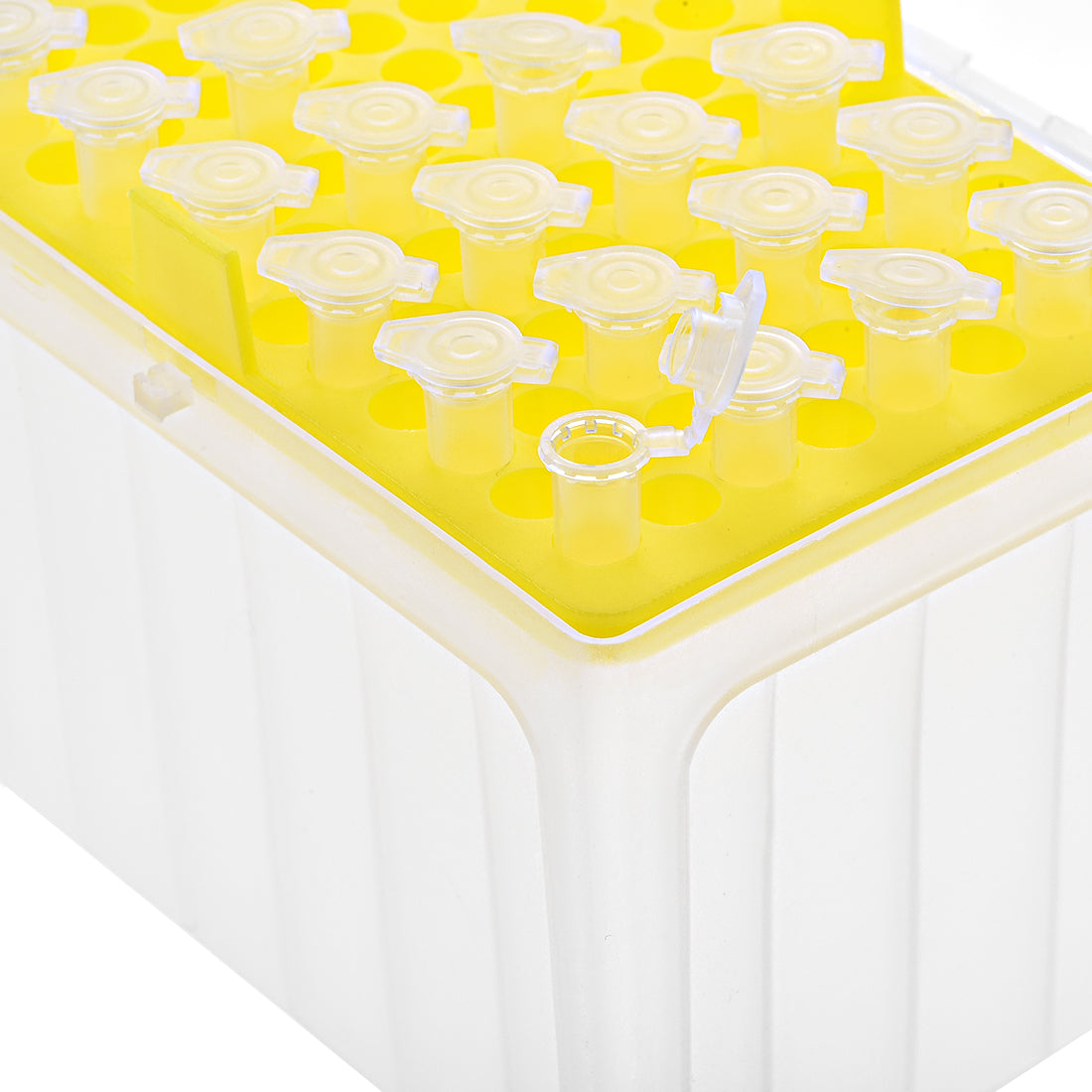 uxcell Uxcell Pipette Tips Box 96-Well Polypropylene Tip Holder Container for 1ml/1000ul Pipettor 7.5mm Hole Diameter Yellow