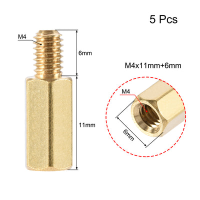 Harfington Uxcell M4 Male to Female Hex Brass Spacer Standoff 5pcs