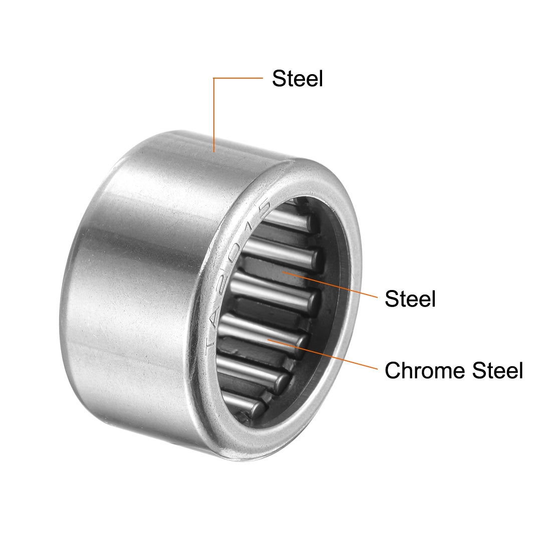 uxcell Uxcell TA1512 Needle Roller Bearings 15mm x 22mm x 12mm Chrome Steel Open End