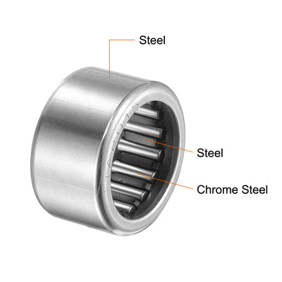 Harfington Uxcell TA1512 Needle Roller Bearings 15mm x 22mm x 12mm Chrome Steel Open End