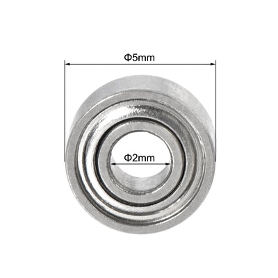 Harfington Uxcell S682ZZ Stainless Steel Ball Bearing 2x5x2.3mm Double Shielded S682 Bearings 2pcs