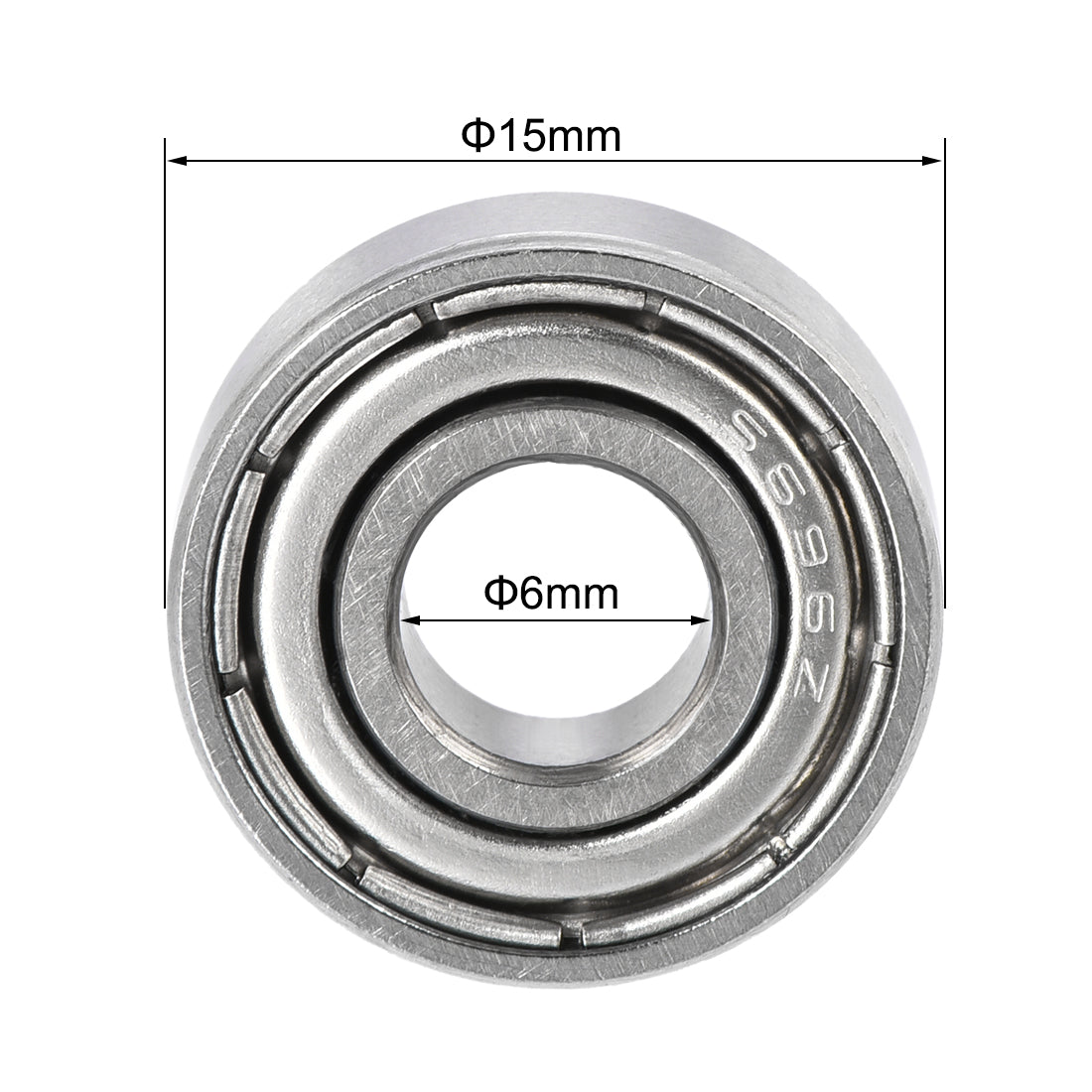 uxcell Uxcell 10Stk. S696ZZ Edelstahl Kugellager 6x15x5mm Doppelmetall S682 Lager