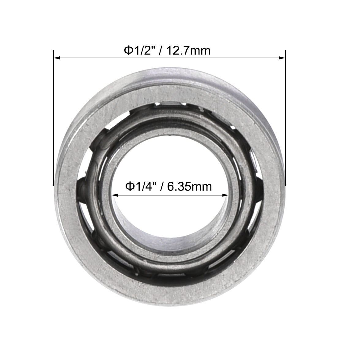 uxcell Uxcell SR188 Open Stainless Steel Ball Bearing 1/4x1/2x3/16 inch R188 Bearings 5pcs