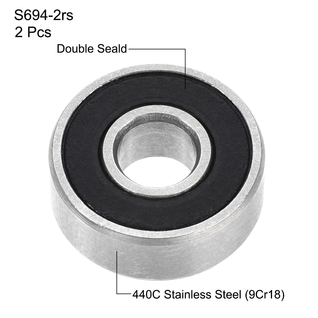 uxcell Uxcell 2Stk. S694-2rs Edelstahl Kugellager 4x11x4mm Doppelt versiegeltes Lager