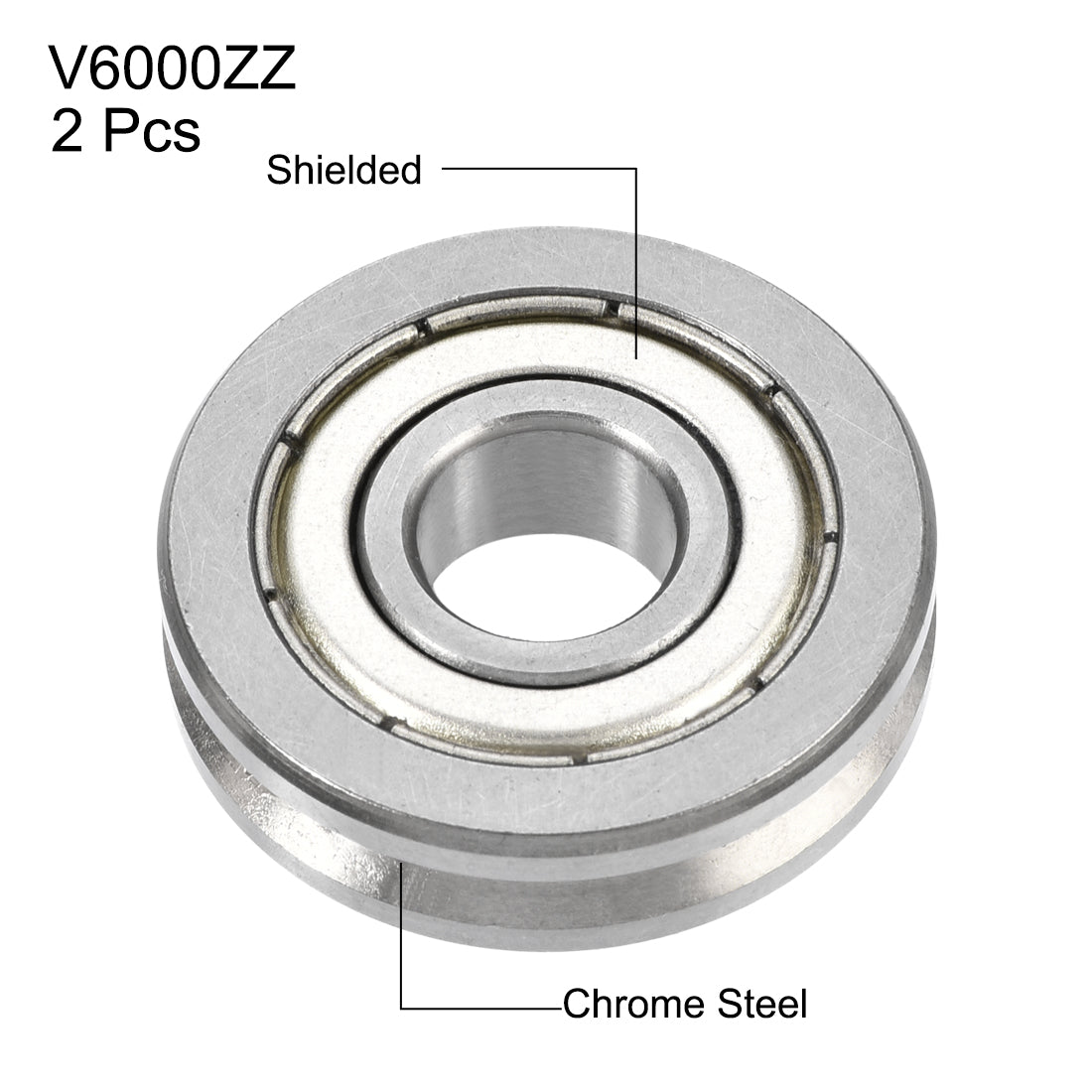 uxcell Uxcell V6000ZZ V-Groove Shaped Bearing 10mmx30mmx8mm Double Metal Shielded Bearing 2pcs