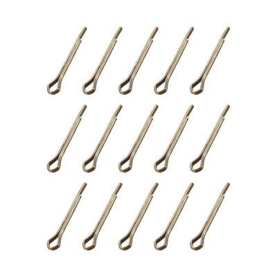 uxcell Uxcell Split Cotter Pin - 2mm x 16mm Solid Brass 2-Prongs Gold Tone 15Pcs