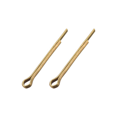 uxcell Uxcell Split Cotter Pin - 2.5mm x 25mm Solid Brass 2-Prongs Gold Tone 2Pcs