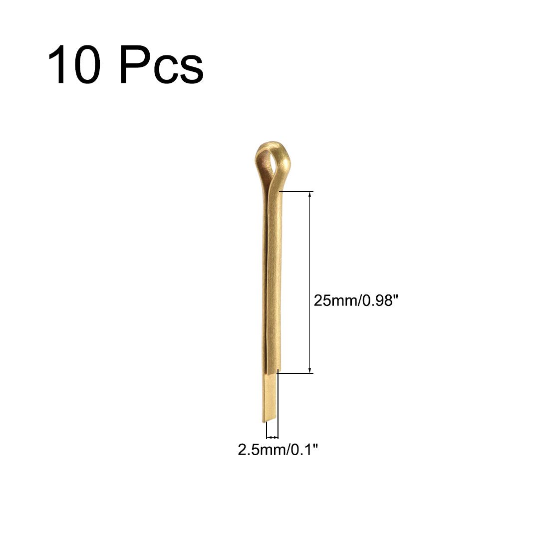 uxcell Uxcell Split Cotter Pin - 2.5mm x 25mm Solid Brass 2-Prongs Gold Tone 10Pcs