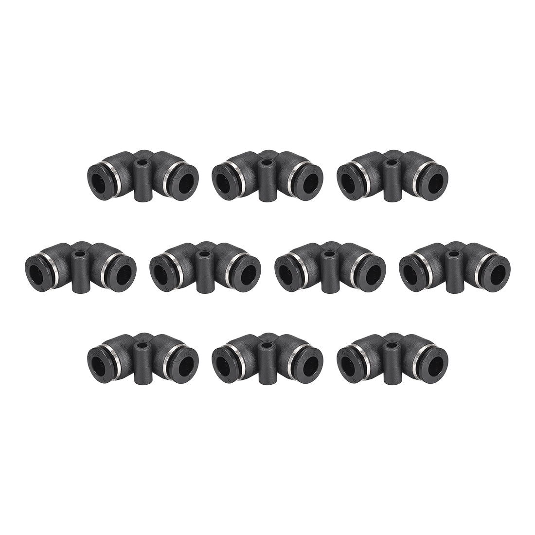 uxcell Uxcell Elbow Push to Connect Air Fittings 6mm Tube OD Pneumatic Quick Release Connectors Black 10Pcs