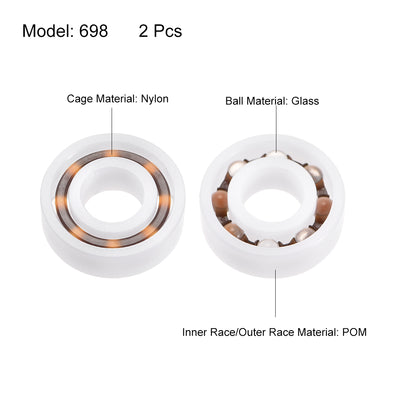 Harfington Uxcell 2 Stück Glaskugel Lager 698 8x19x6mm Kunststoff Nylon Käfig