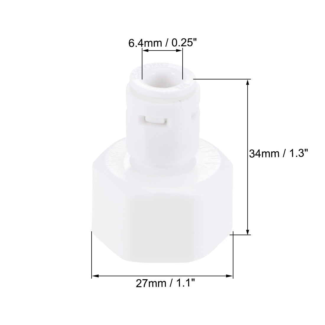 uxcell Uxcell Quick Connector G1/2 Female Thread to 1/4" Tube, Straight Connect Fittings for Water Purifier, 34mm White 2Pcs