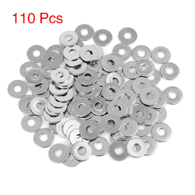 Harfington 110pcs M5 x 15mm x1mm Stainless Steel Car Fastener Sealing Flat Washer Gaskets