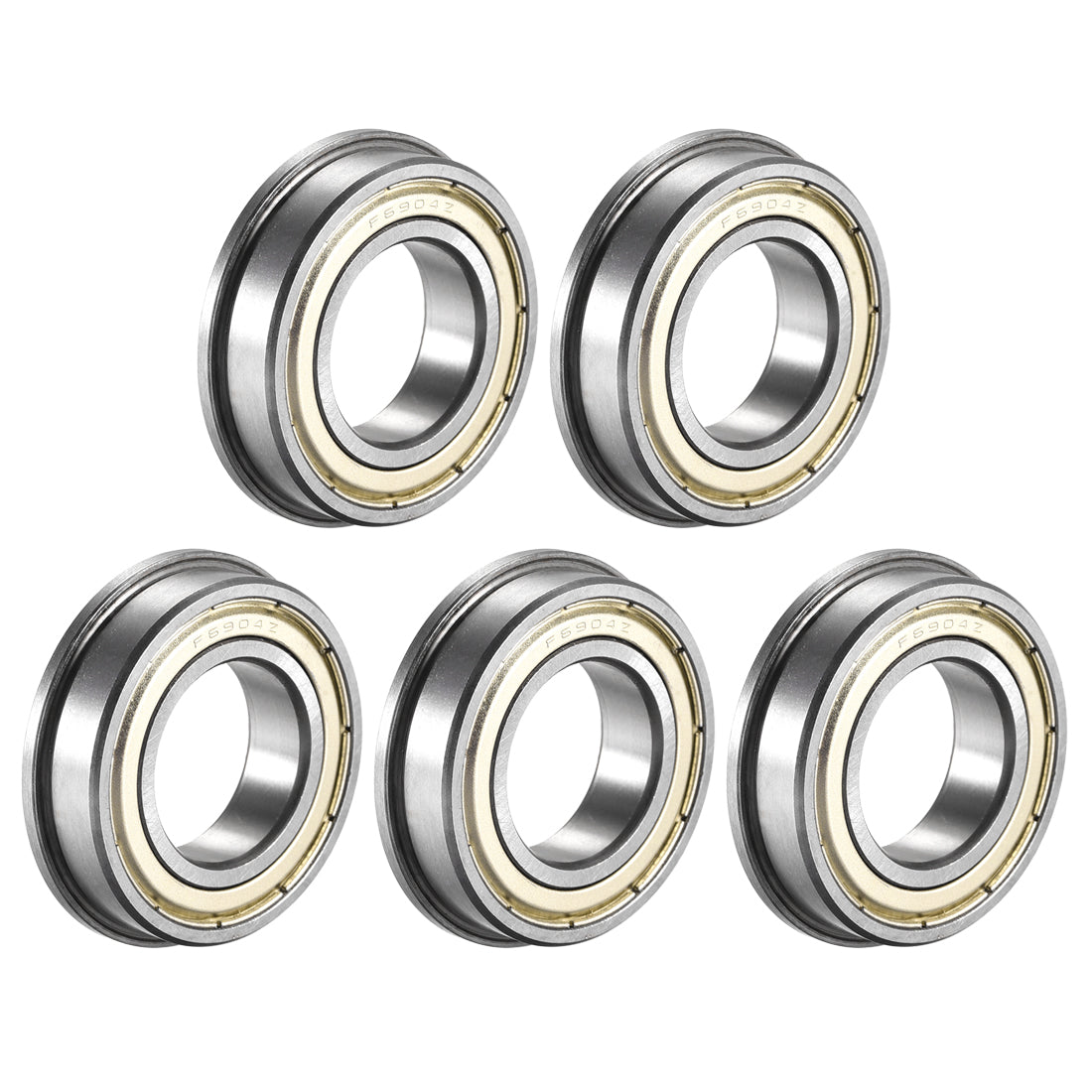 uxcell Uxcell F6904ZZ Flange Ball Bearing 20x37x9mm Double Shielded Chrome Steel Bearings 5pcs