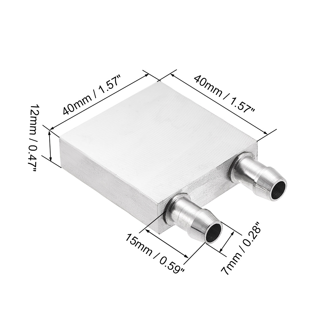 uxcell Uxcell Aluminum Water Cooling Block 40x40mm Polished Heatsink with Nozzle