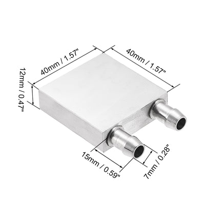 Harfington Uxcell Aluminum Water Cooling Block 40x40mm Polished Heatsink with Nozzle