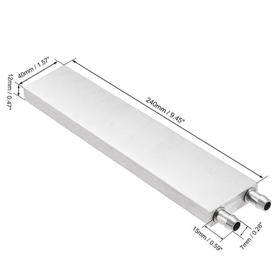 Harfington Uxcell Aluminum Water Cooling Block 40x240mm Polished with Nozzle