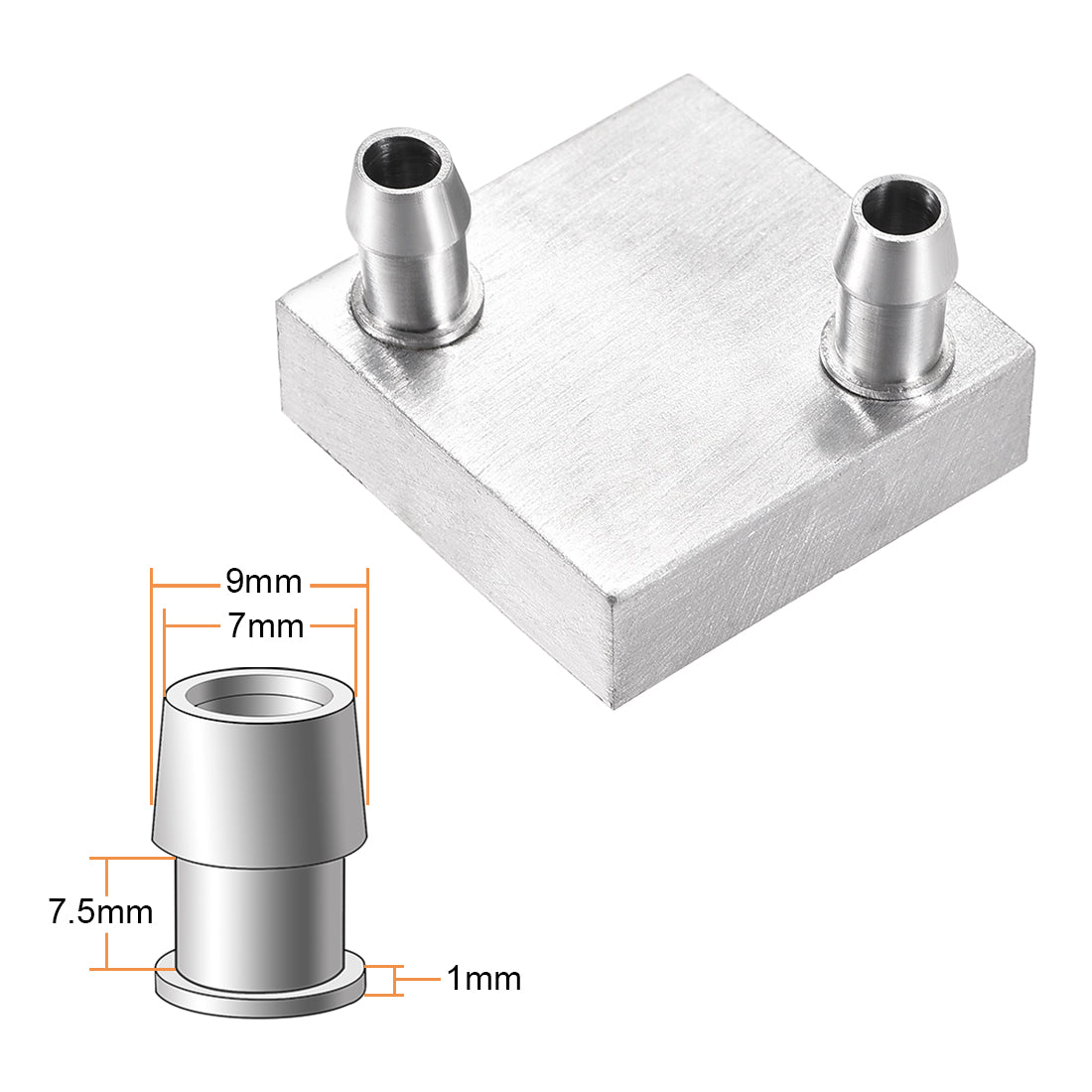 uxcell Uxcell Aluminum Water Cooling Block 40x40mm Heatsink with Nozzle Upward