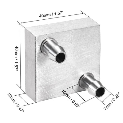 Harfington Uxcell Aluminum Water Cooling Block 40x40mm Heatsink with Nozzle Upward