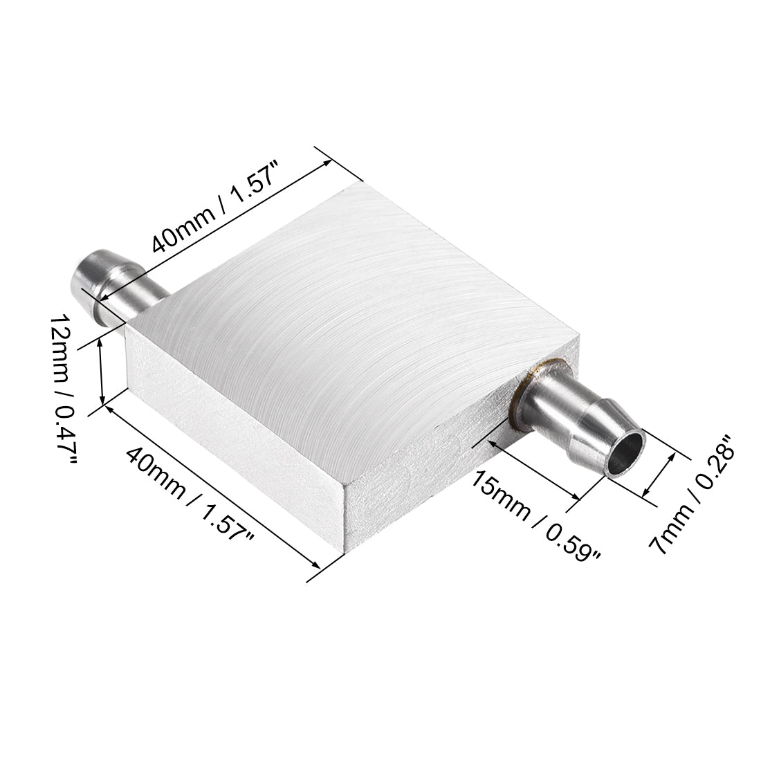 uxcell Uxcell Aluminum Water Cooling Block 40x40mm Polished with Nozzle on Two Side