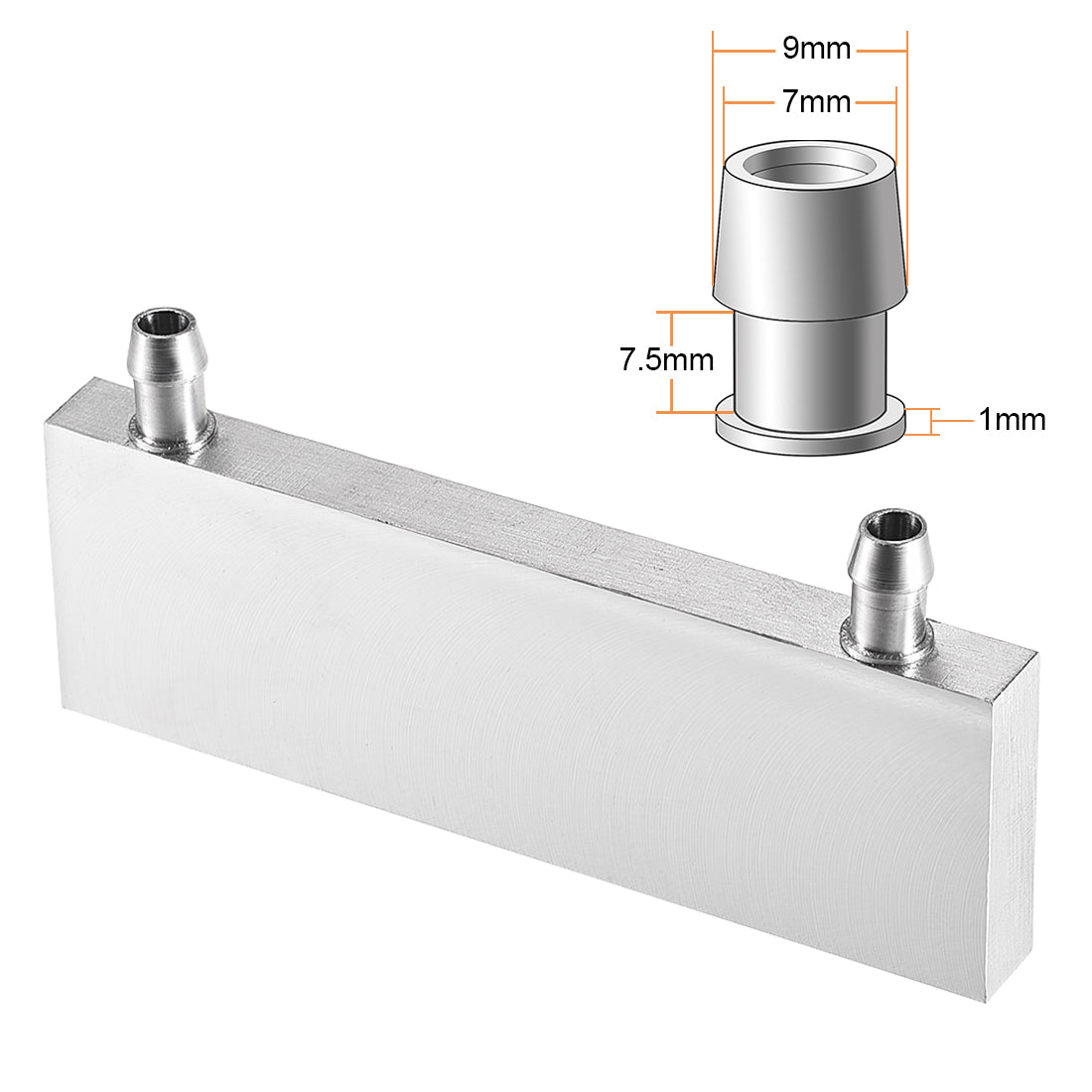 uxcell Uxcell Aluminum Water Cooling Block 40x120x12mm Polished Heatsink with Nozzle