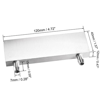 Harfington Uxcell Aluminum Water Cooling Block 40x120x12mm Polished Heatsink with Nozzle