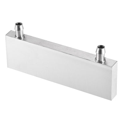 uxcell Uxcell Aluminum Water Cooling Block 40x120x12mm Polished Heatsink with Nozzle