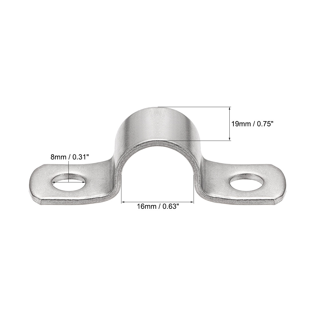 uxcell Uxcell Rigid Pipe Strap, 2 Holes Tube Straps 304 Stainless Steel Tension Tube Clamp 2pcs