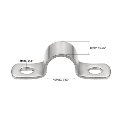 Harfington Uxcell Rigid Pipe Strap, 2 Holes Tube Straps 304 Stainless Steel Tension Tube Clamp 4pcs