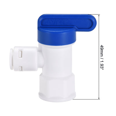 Harfington Uxcell Elbow Ball Valve Quick Connect Fitting, 1/4" Tube Outer Diameter, G1/4 Female Thread, for Water Purifiers, Blue and White 2Pcs