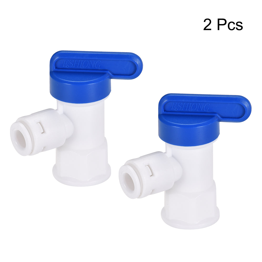 uxcell Uxcell Elbow Ball Valve Quick Connect Fitting, 1/4" Tube Outer Diameter, G1/4 Female Thread, for Water Purifiers, Blue and White 2Pcs