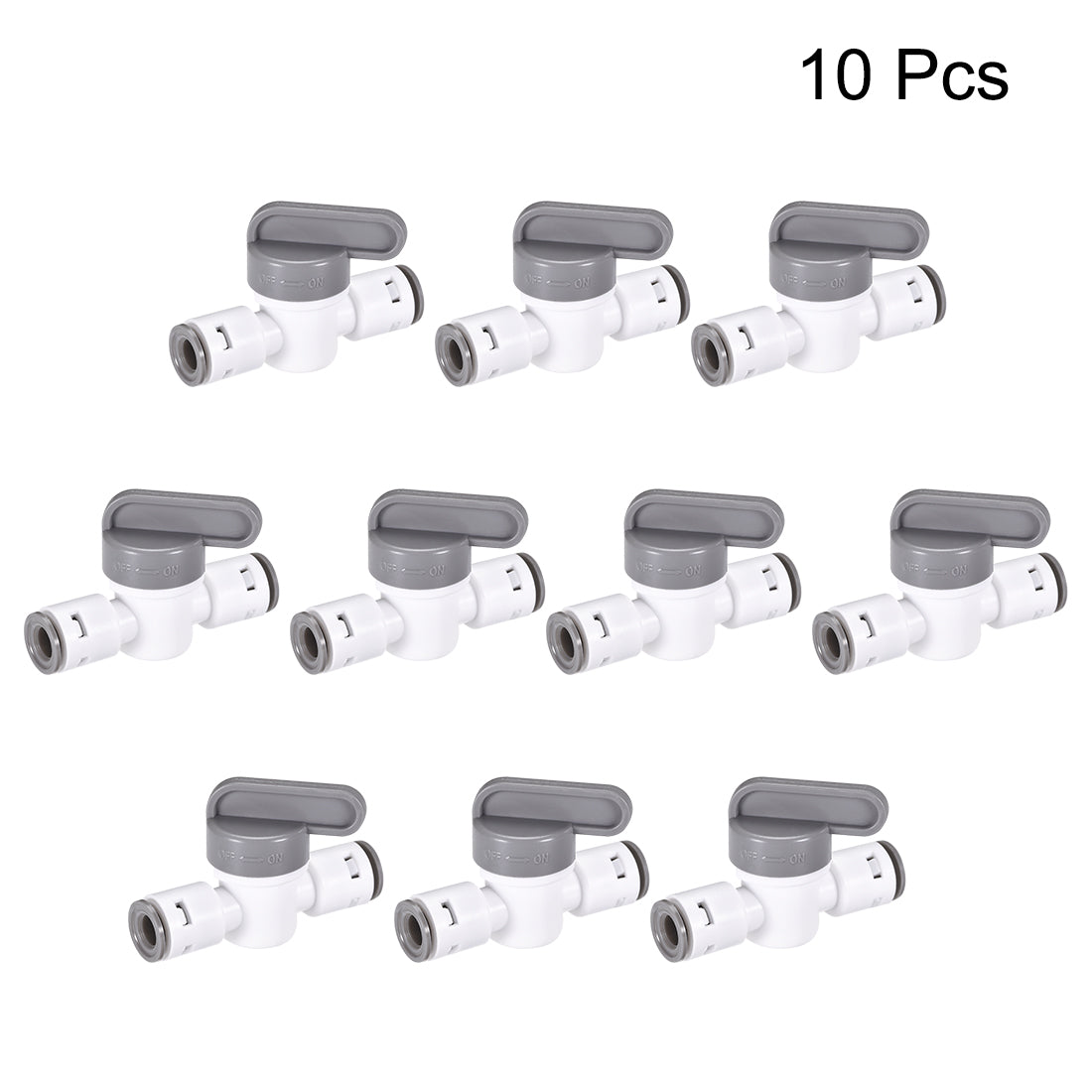 uxcell Uxcell Ball Valve Quick Connect Fitting, 1/4" Tube Outer Diameter, for Water Purifiers, Grey and White 10Pcs