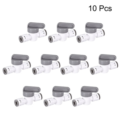 Harfington Uxcell Ball Valve Quick Connect Fitting, 1/4" Tube Outer Diameter, for Water Purifiers, Grey and White 10Pcs